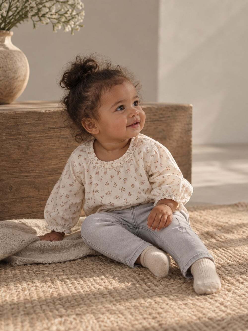 Zara Baby Girls Grey Skinny Jeans 6-9M Distressed Stretch Denim Y2K
